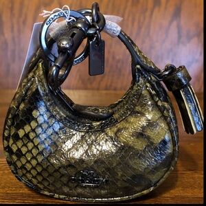 NWT-Coach-Mini Carmen Bag Charm/Keychain-Olive/Gunmetal-Snake🐍Print-$75